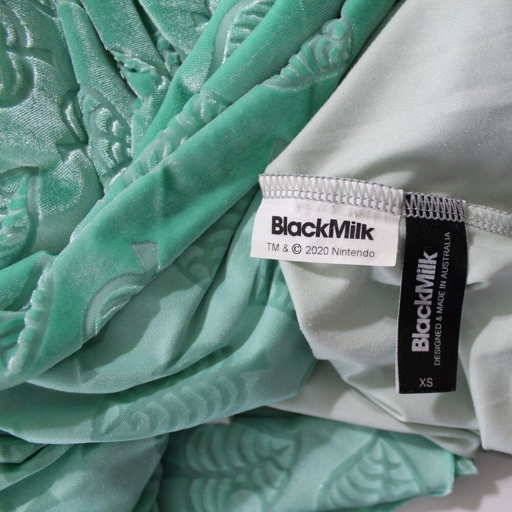 Blackmilk Animal Crossing Green Leaf Burned Velvet Handkerchief Dress Size XS - Picture 10 of 11
